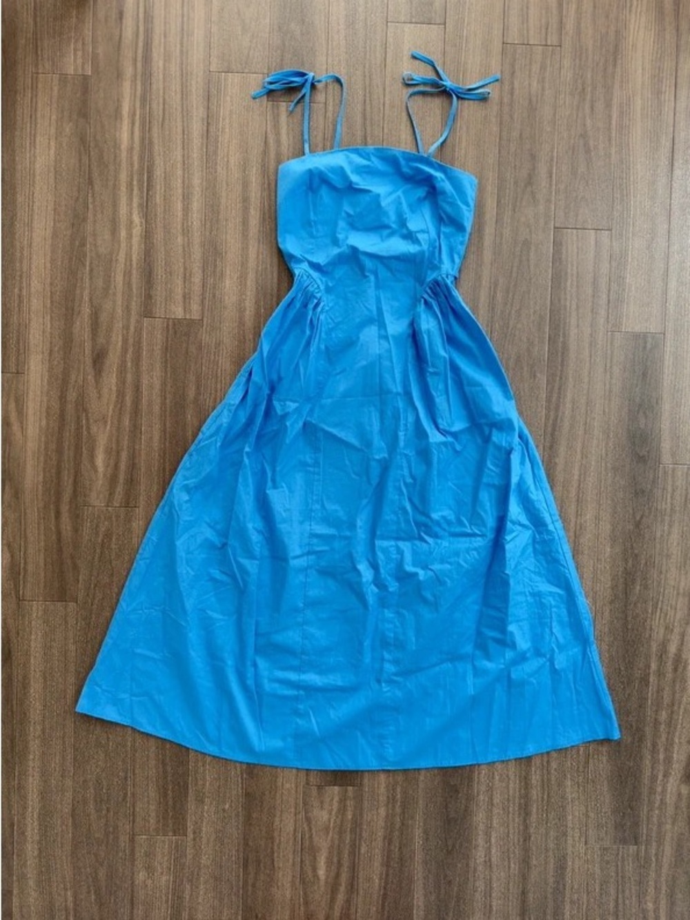 Tie-Shoulder Midi Dress in Vivid Blue